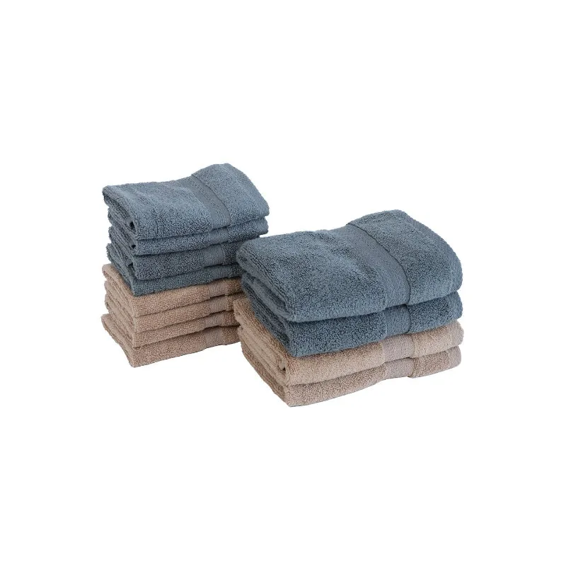 Miorah Hand & Face Towel Combo (Grey & Beige) - Set Of Twelve media 3