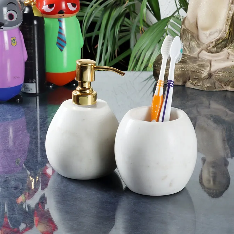 Sofi Marble Bathroom Set (Gold) - Two Piece Set media 1