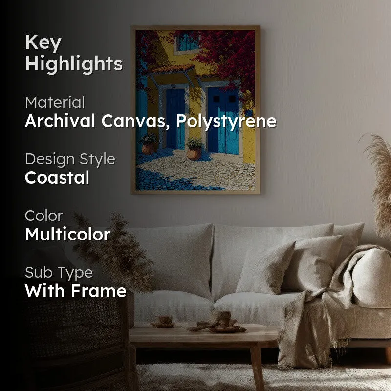 Coastline Hue Canvas Wall Painting - Brown Frame media 2