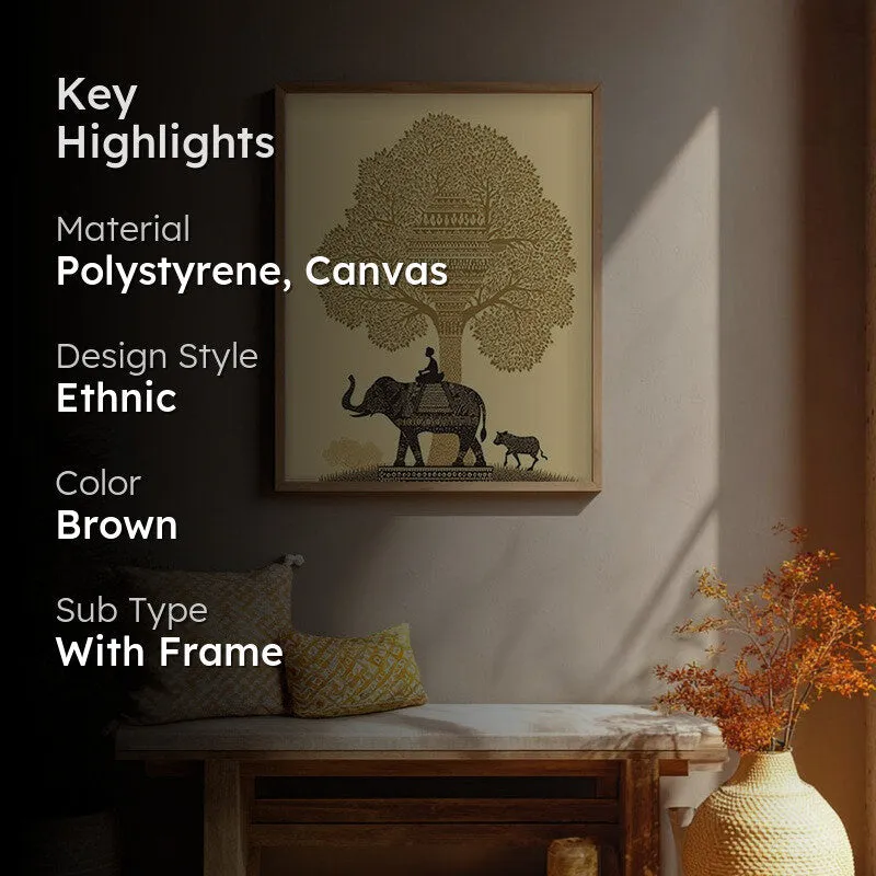 Kalpana Canvas Wall Painting With Brown Frame media 2
