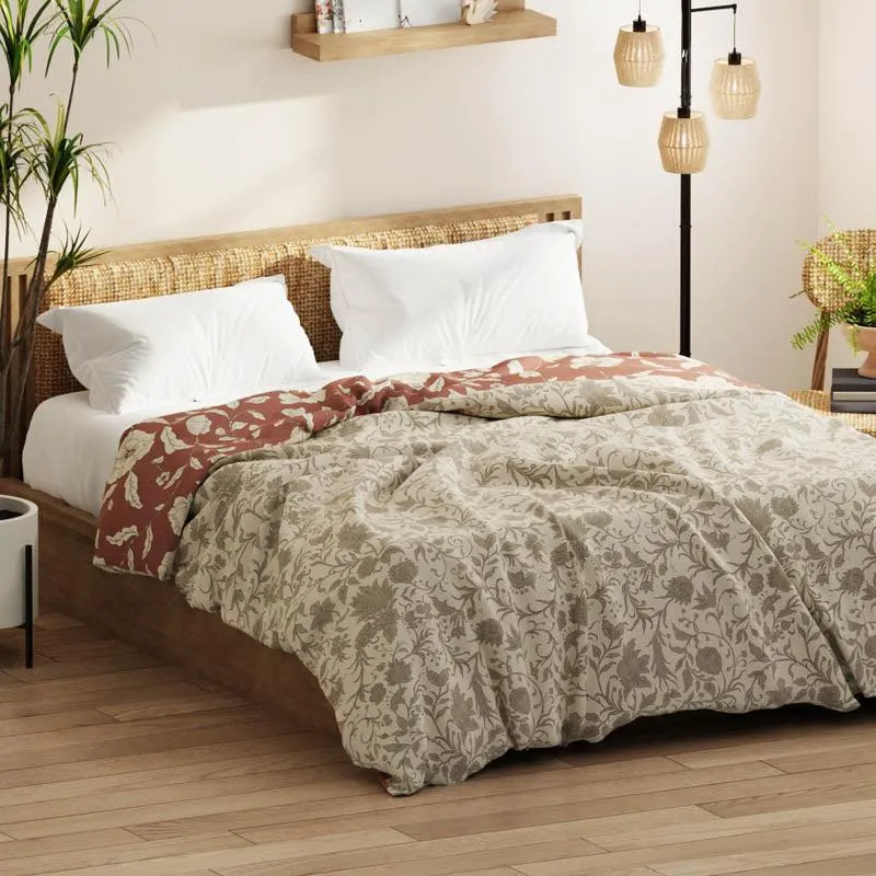 Lathika Floral Reversible Microfiber Comforter (Brown) - 120 GSM media 9