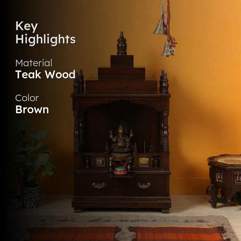 Sacred Haven Teak Wood Mandir media 2