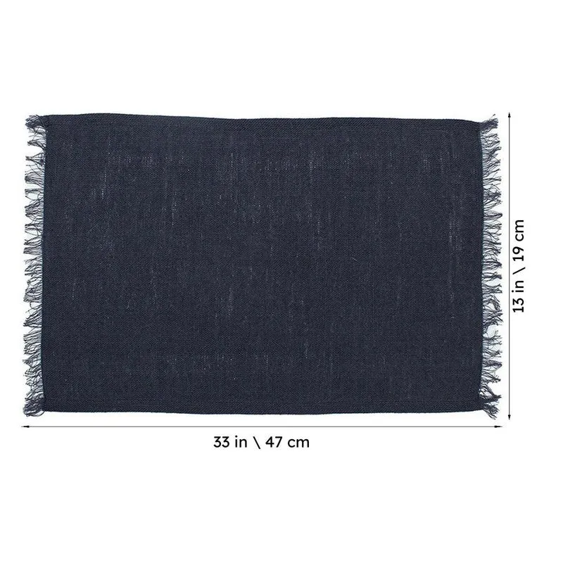 Opus Cotton Table Mat (Navy Blue) - Set Of Two media 6