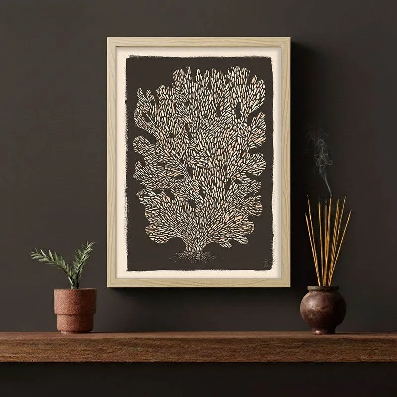 Tree of Life Illustration Canvas Wall Painting With Brown Frame media 3