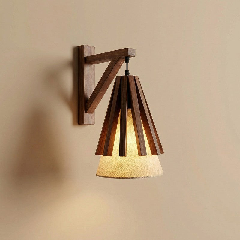 StripePulse Wooden Wall Lamp - Brown media 7