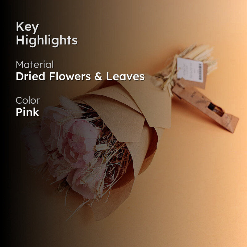 Rose Éterne Dried Flower Bouquet - Pink media 2