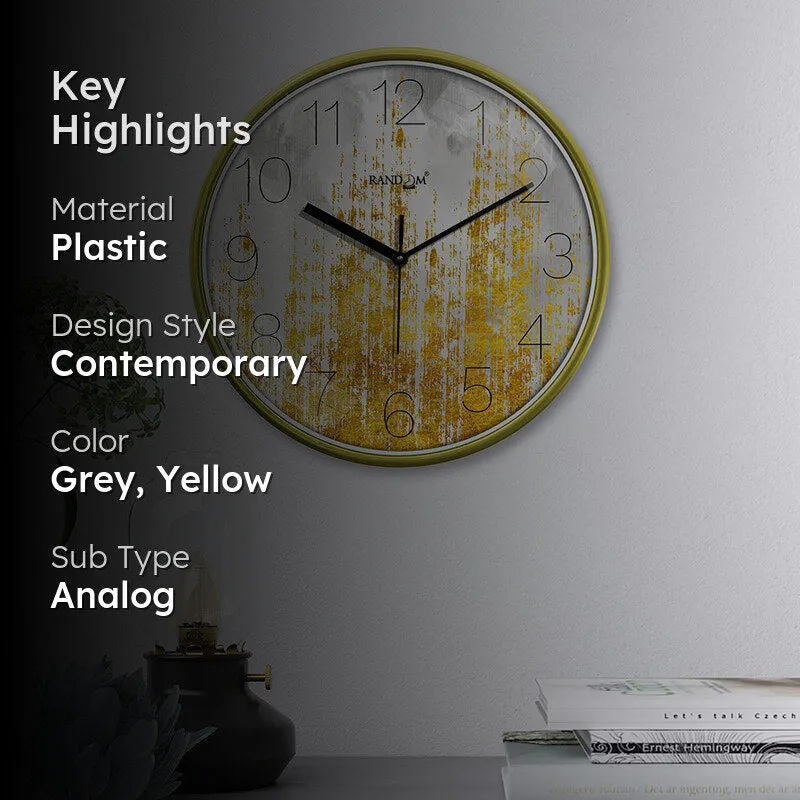 Gold Stria Plastic Analog Wall Clock media 2