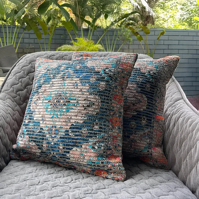India Circus Bloomy Flora Tufted Cotton Cushion Cover - Set Of Two media 3