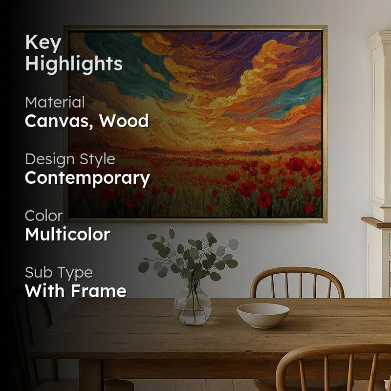 Poppy Horizon Canvas Wall Painting With Frame media 2
