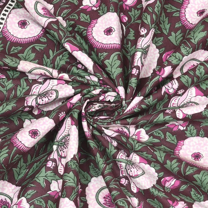 Midnight Blossom Cotton Bedsheet (Pink) - 200 TC media 3