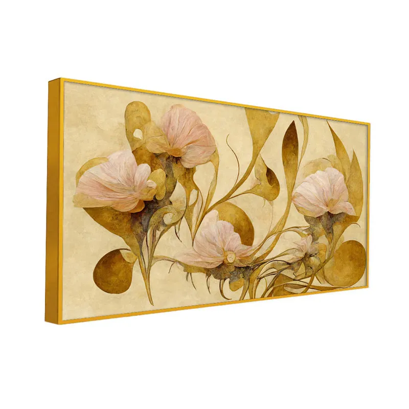 Petals Of Autumn Floral Canvas Wall Painting With Frame - Gold media 4