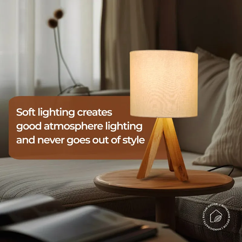 PixelHalo Boho Cotton Table Lamp - OffWhite,Brown media 8