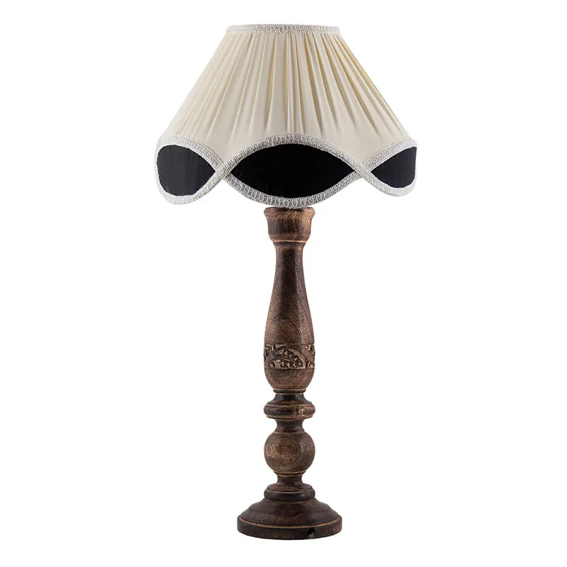 Nihara Nima Wooden Fabric Table Lamp - Beige,Brown media 3