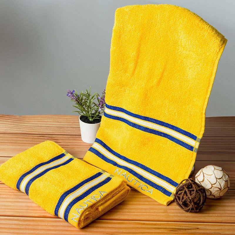 Nautica Dove Dual Down Cotton Hand Towel (Yellow) - Set Of Two - 40 x 60 cms
