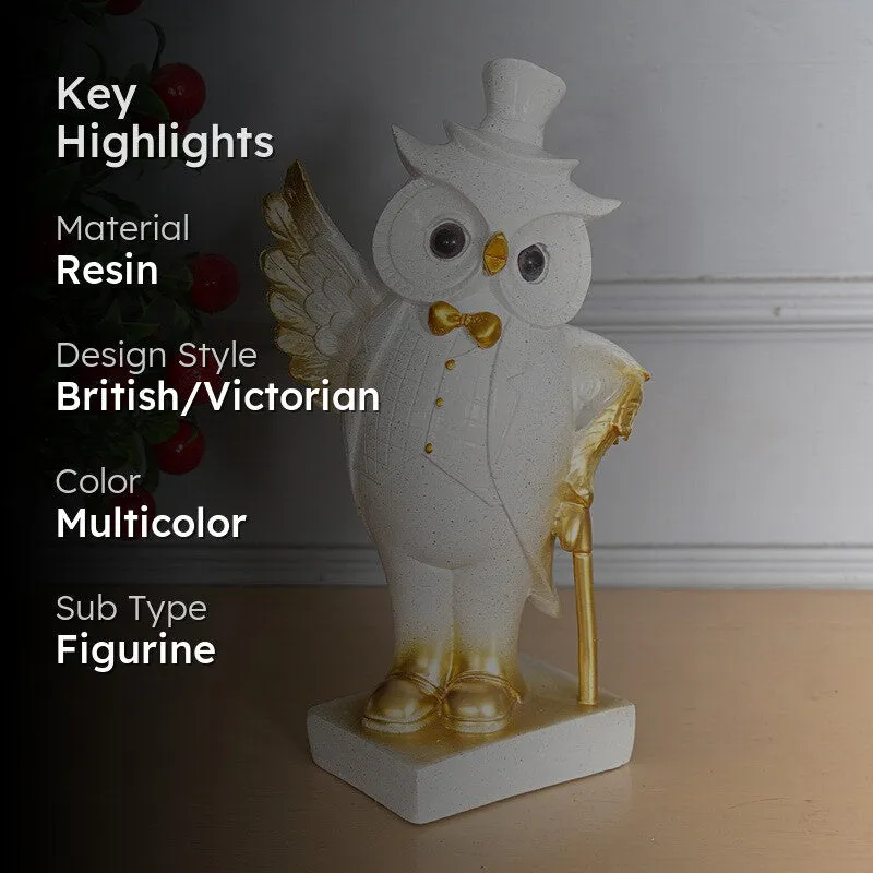 Charming White Owl Resin Showpiece media 2