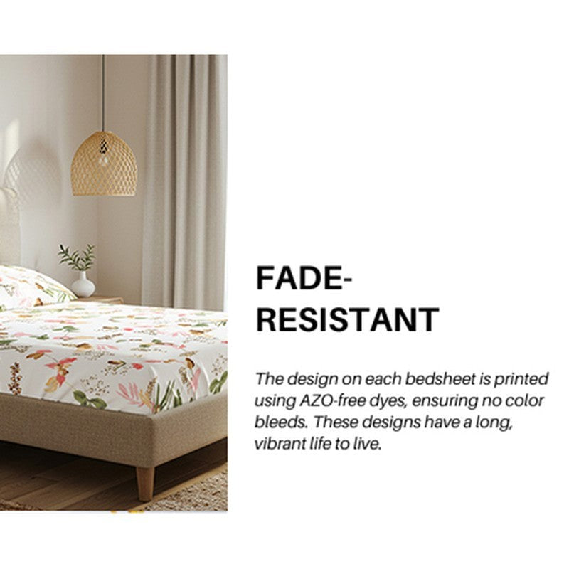 Urban Space Cherry Blossom-Peach Cotton Bedsheet - 200 TC media 4