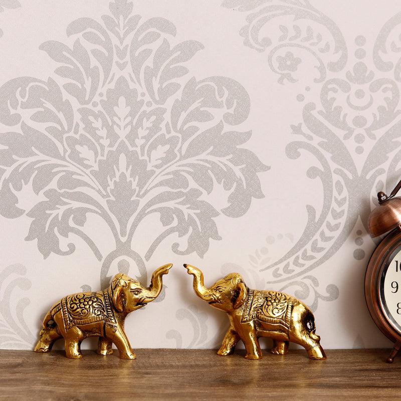 Elephant Raja Metal Showpiece - Set Of Two media 3