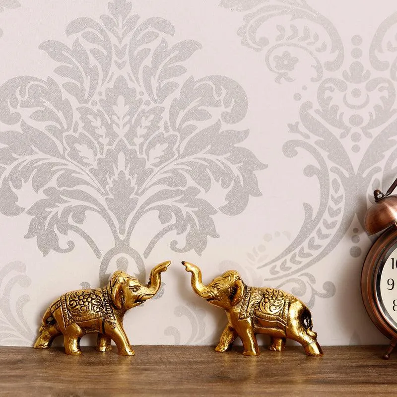 Elephant Raja Metal Showpiece - Set Of Two media 3