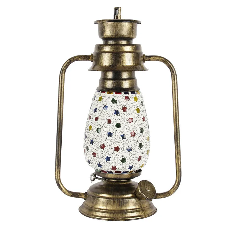 Divyara Mosaic Lantern Iron & Glass Table Lamp - Multicolor media 5
