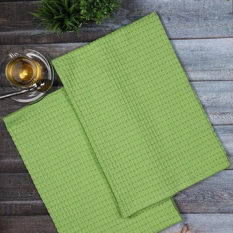 Sunbeam Cotton Kitchen Towel (Light Green) - Set Of Two media 3