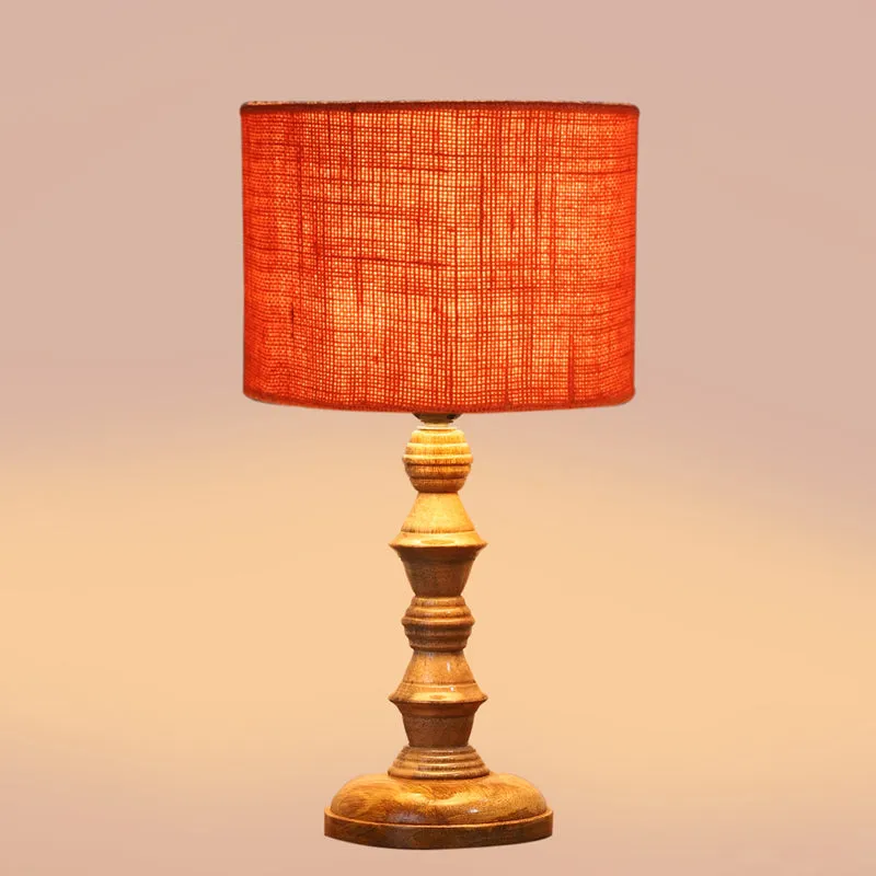 Sienna I Timber Wooden Table Lamp - Orange,Brown media 4