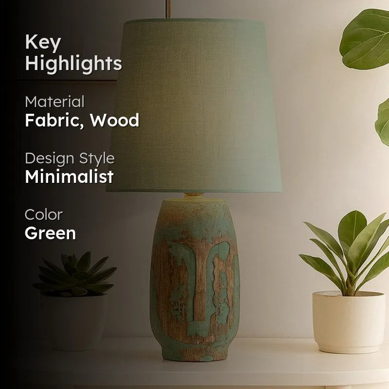 Heracles Carved Fabric Table Lamp - Green media 2