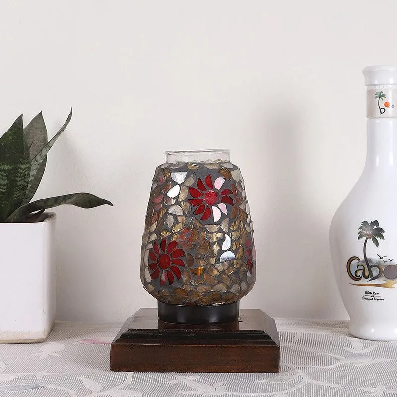 Lumivora Mosaic Glass Table Lamp With Wooden Base - Multicolor media 4