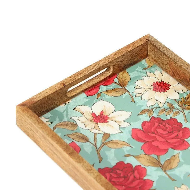 Hetty Floral Mangowood Serving Tray - Elegant Dining Decor media 4