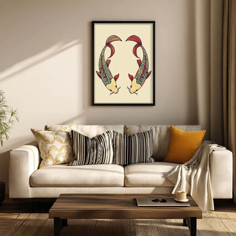 Decorative Bird Illustration Canvas Wall Painting With Black Frame media 6
