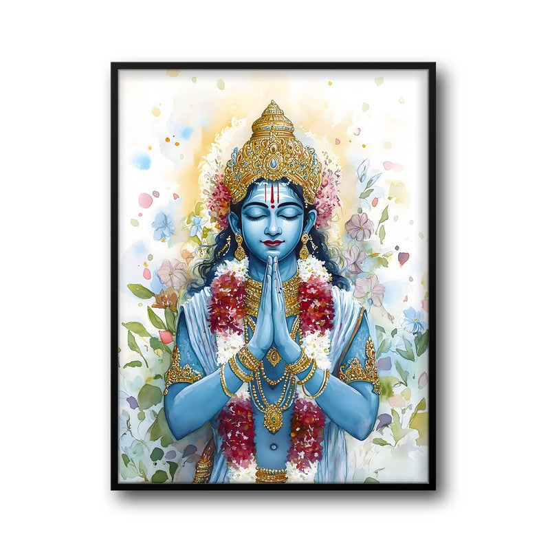 Hari Govinda Spiritual Archival Paper Wall Painting With Frame - Black media 5