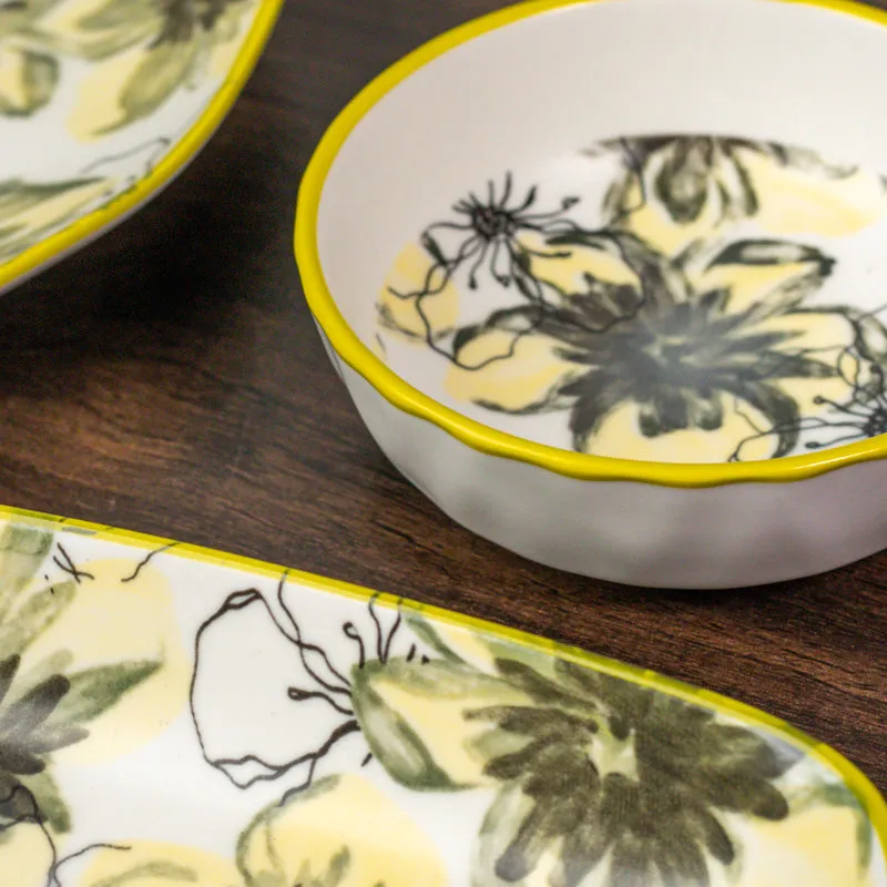 Golden Petal Porcelain Platter - Four Piece Set - 5