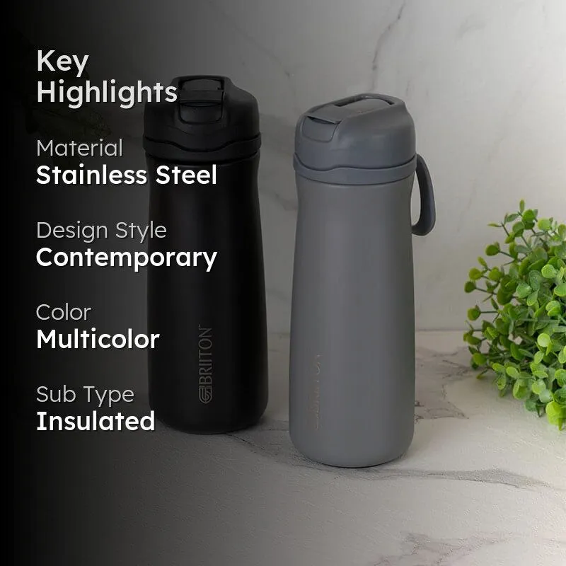 H2O Splash Hot & Cold Thermos Water Bottle (Black & Grey, 600 mL Each) - Set Of Two media 2