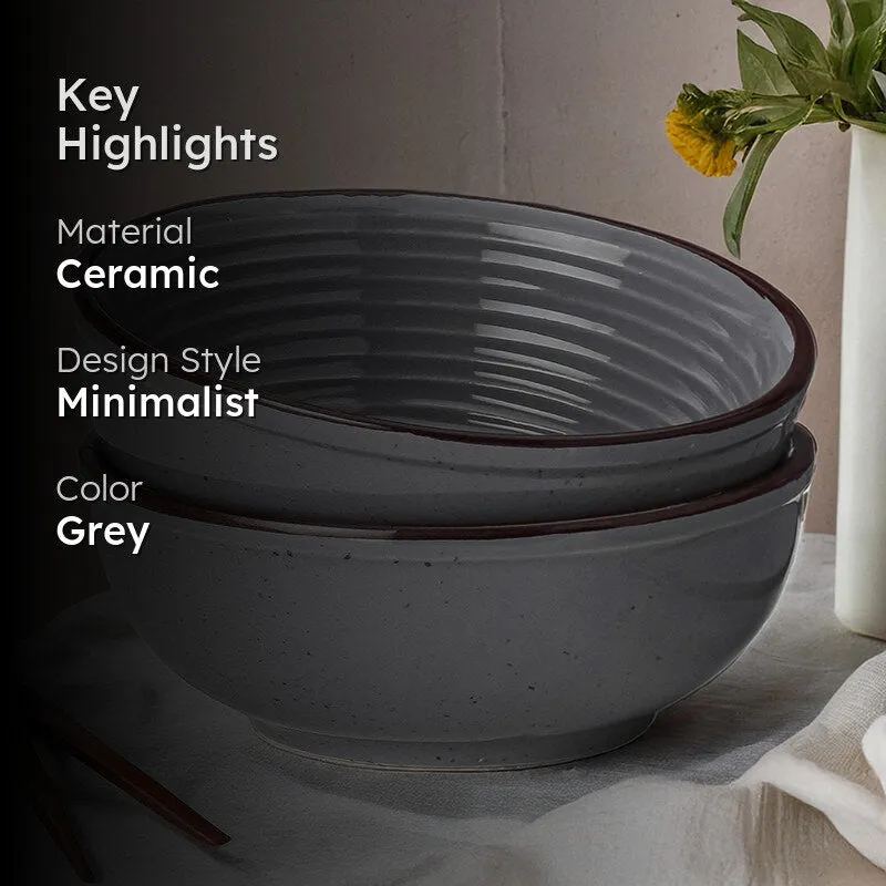 Terra Ridge Serving Bowl (Grey/1000 mL) - Set Of Two media 2
