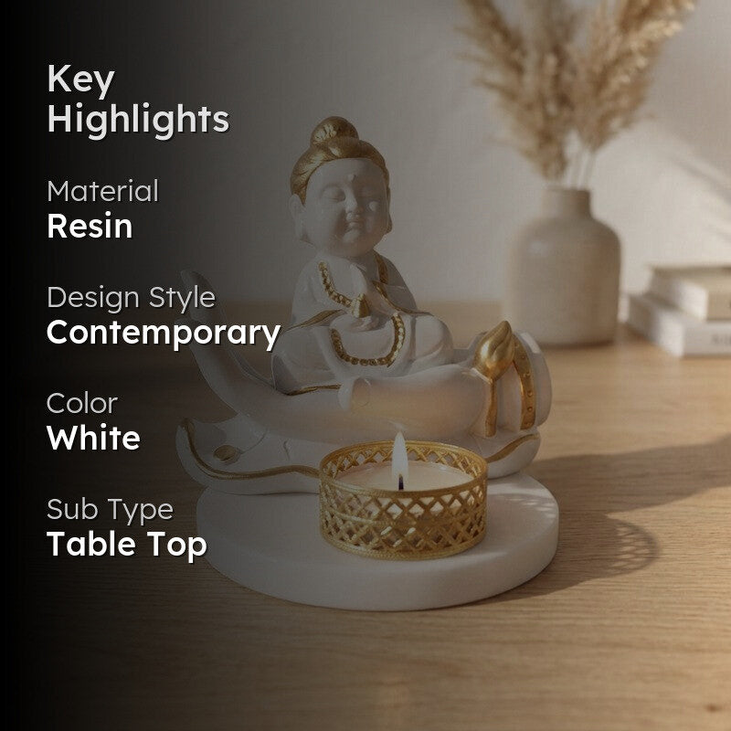 Buddha Hand Resin Round Tea Light Candle Holder media 2