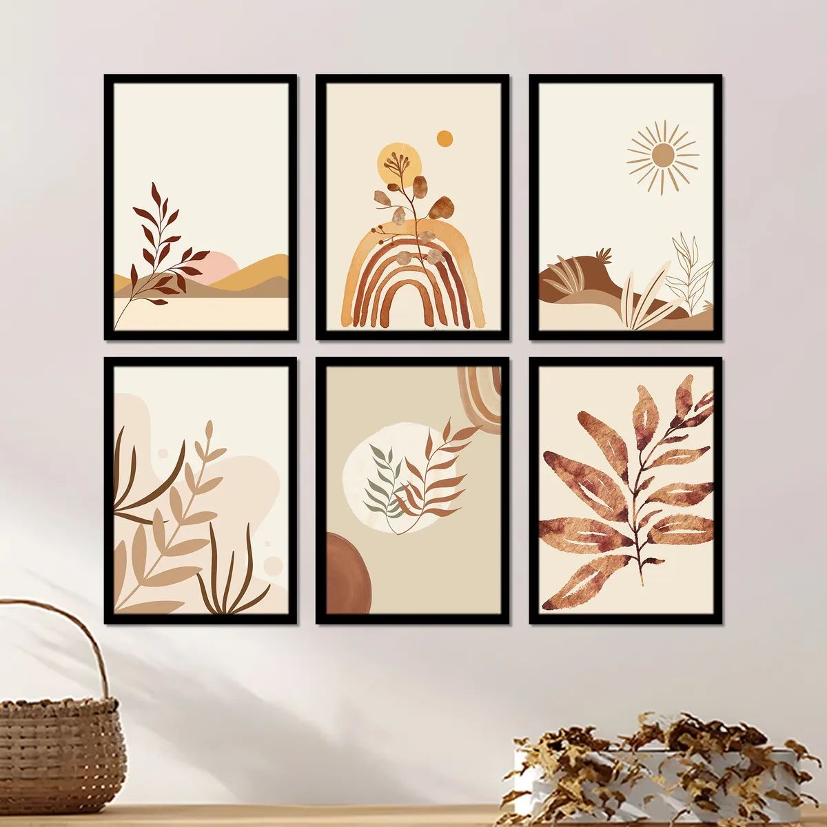 Solara Wall Painting With Frame - Set Of Six media 4