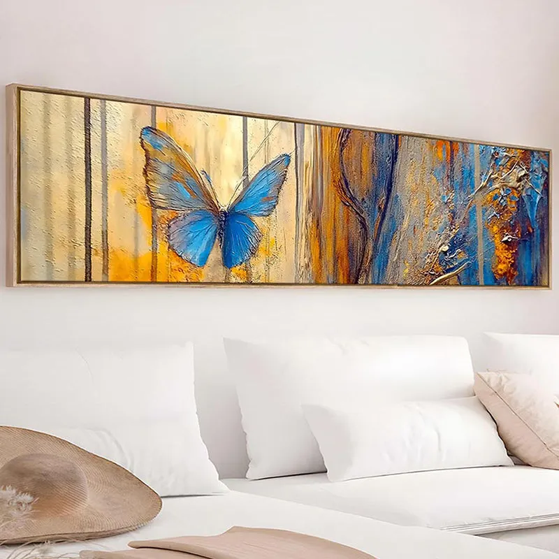 Blue Mariposa Modern Canvas Wall Art With Frame media 1