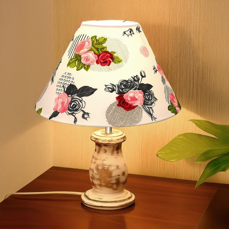 GleamCraft Decorative Desk Wooden Table Lamp - Multicolor
