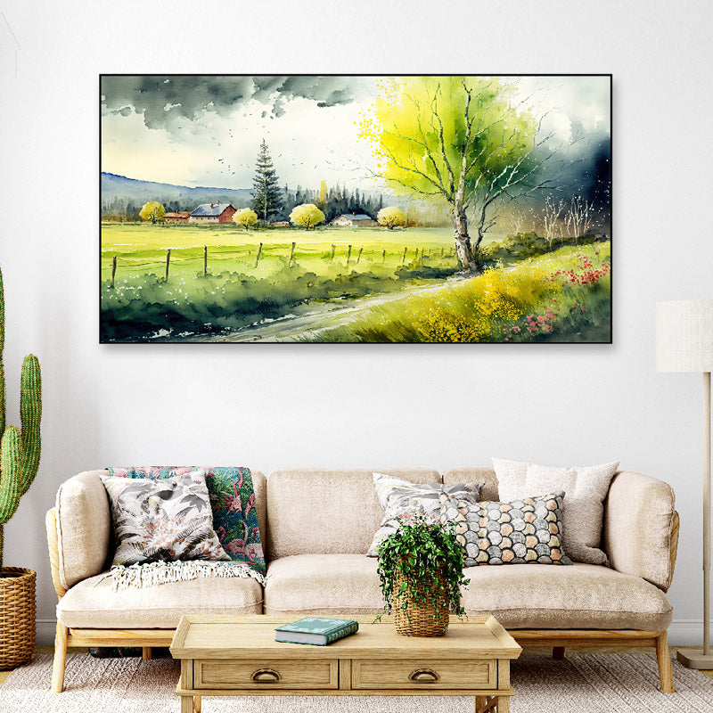 Green Scotland Meadow Canvas Wall Painting