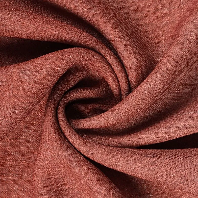 Ombrina Linen Texture Sheer Curtain (Brown) - Set Of Two media 5