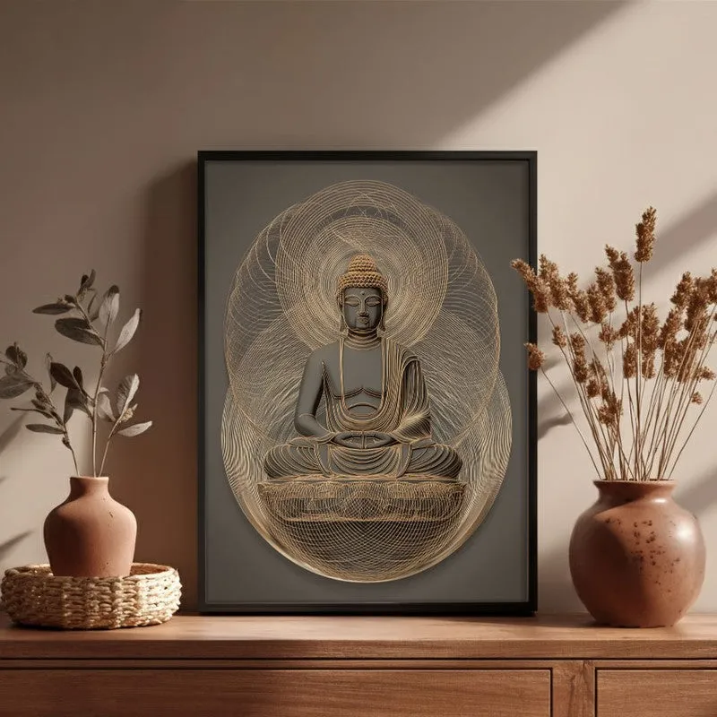 Buddha Archival Paper Wall Painting With Black Frame media 6