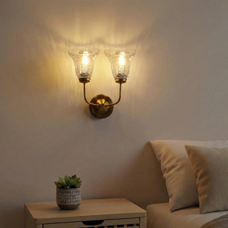 Crystal Lattice Twin-Bell Glass Wall Lamp