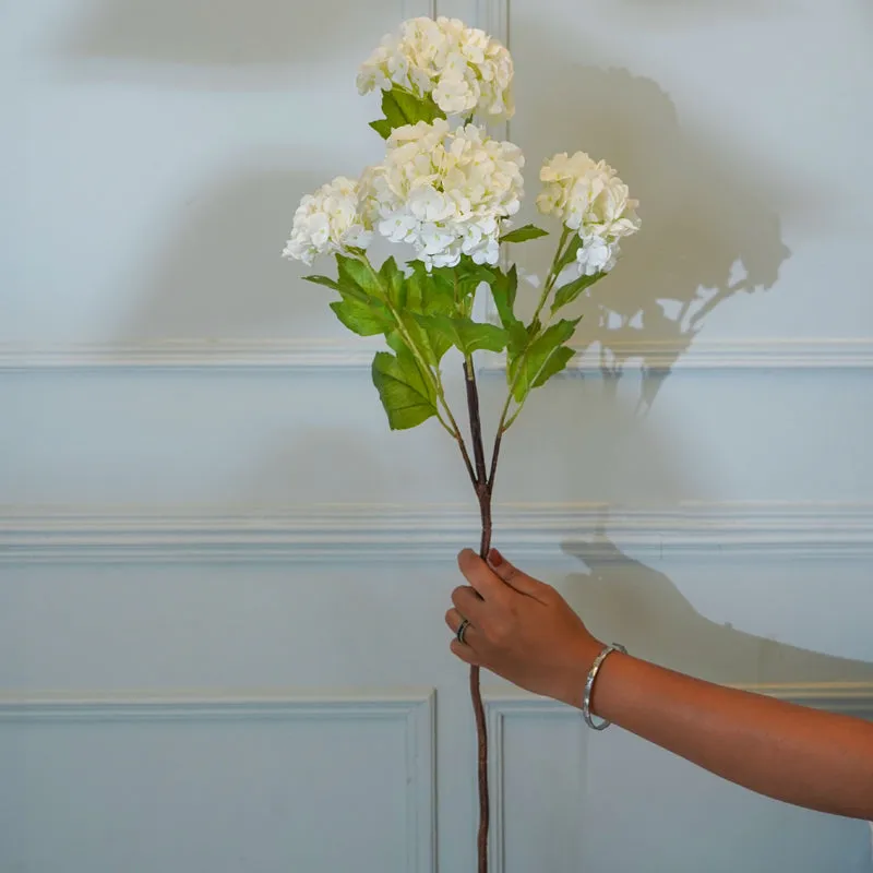 Faux Silicone Hydrangea Flower Stick (White) - 29 CM media 1