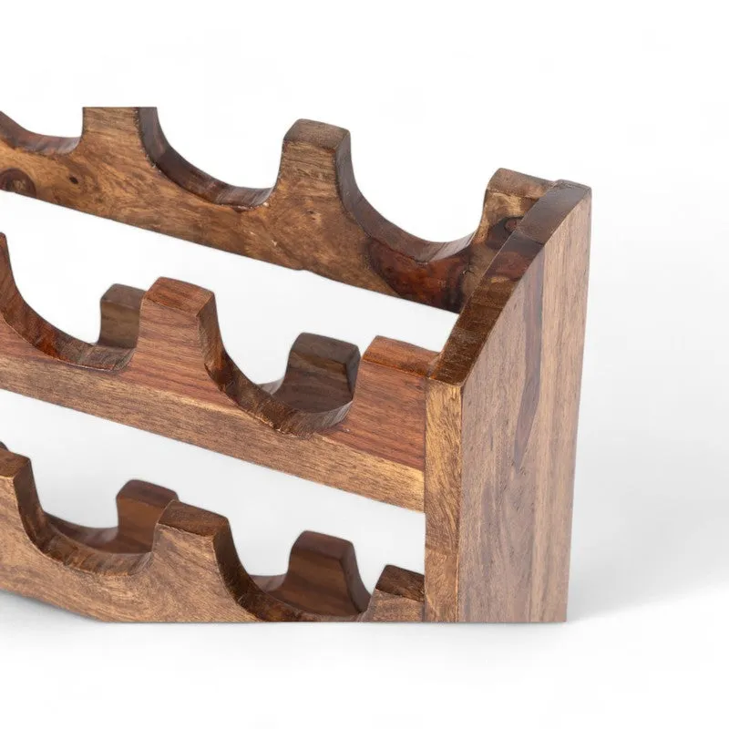 Yverox Sheesham Wooden Wine Rack - Light Brown media 4