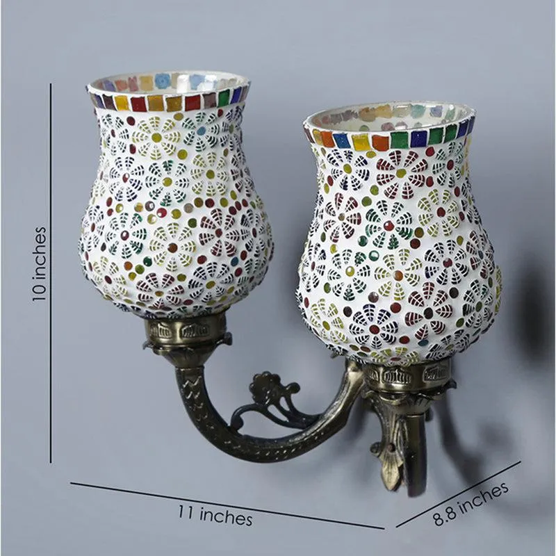 Zava Twinner Duo Mosaic Glass & Metal Wall Lamp media 4