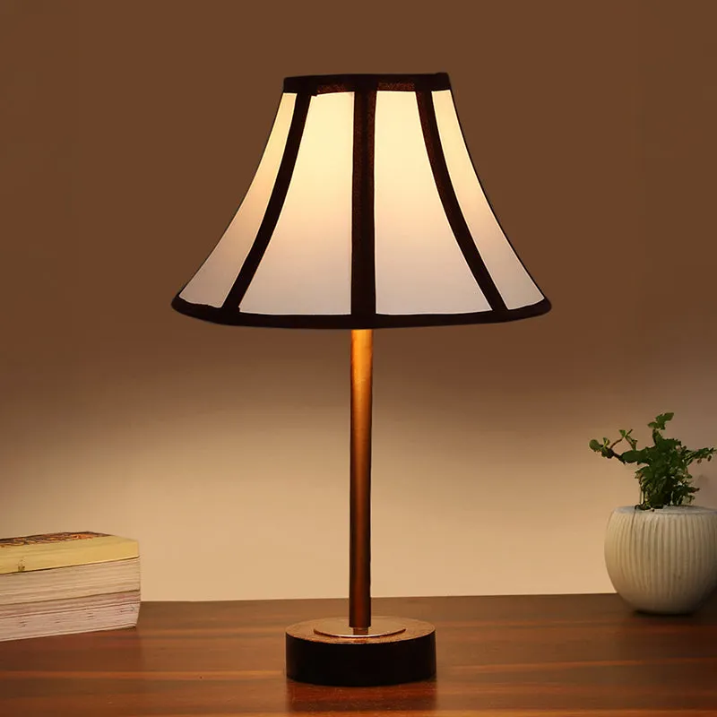 Stripra Rodin Wooden Table Lamp - White,Copper,Brown media 1