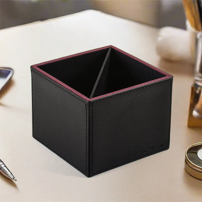 Tisca Faux Leather Pen Stand - Black media 1