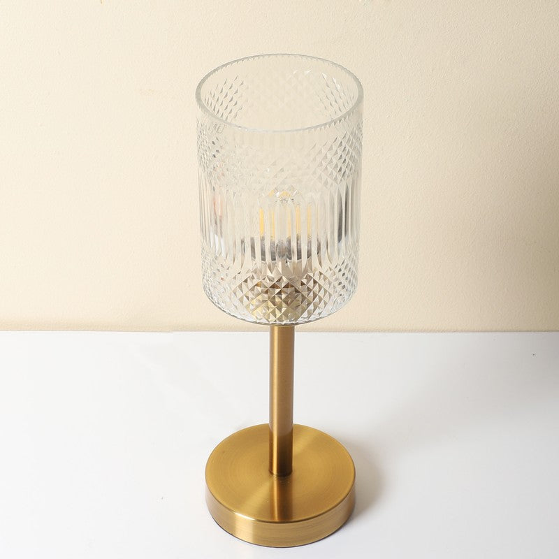 Beloria Elegant Mild Steel Table Lamp - Gold,Transparent media 5