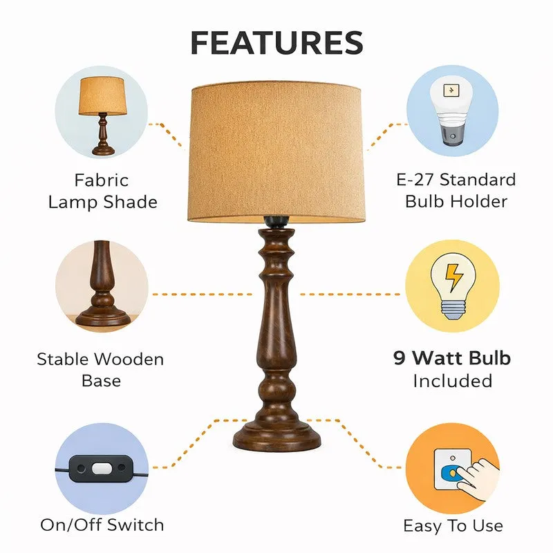 CleanAura Glow Wooden Table Lamp media 4