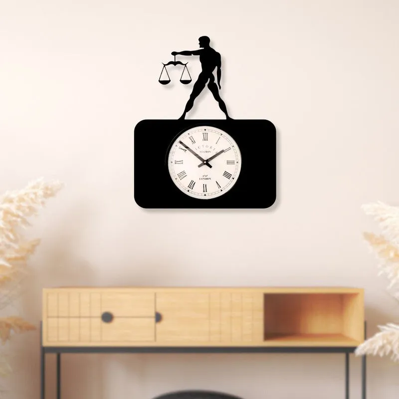 Libra Steel Analog Wall Clock - Black media 3