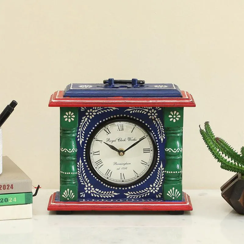 Adviya Handpainted Silent Table Clock - Dark Green media 5